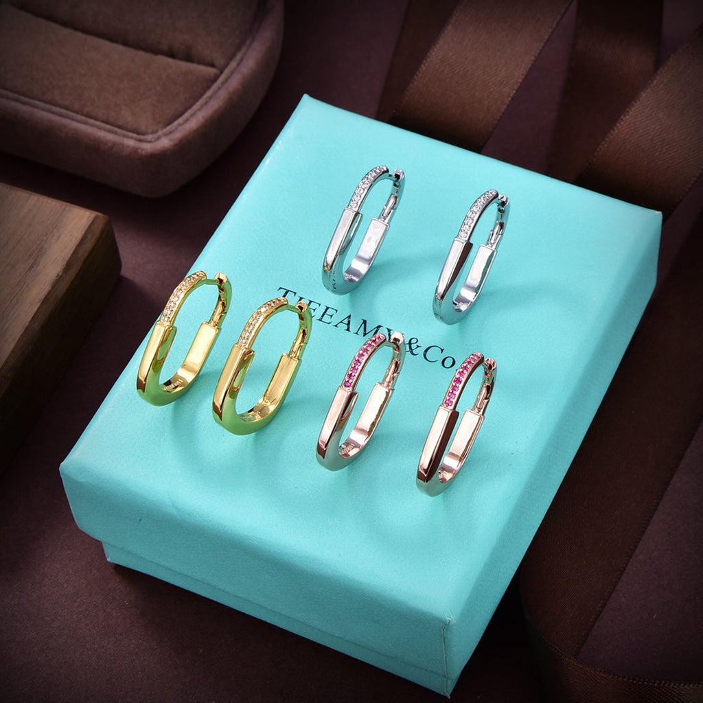 18K Tiffany & Co. Lock Diamonds Medium Earrings