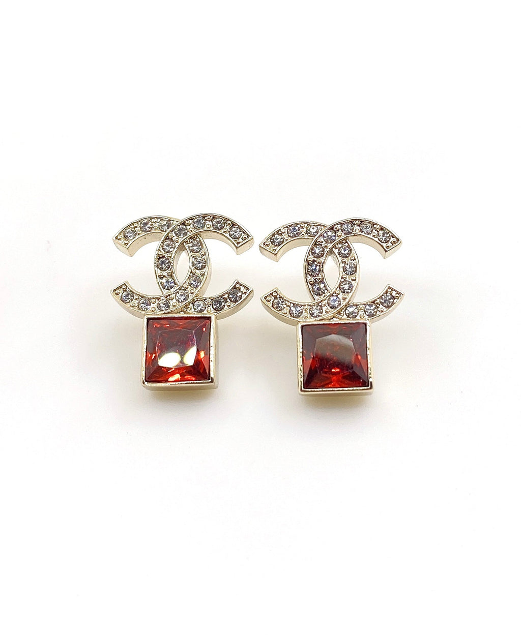 18K Chanel Red Crystal Earrings