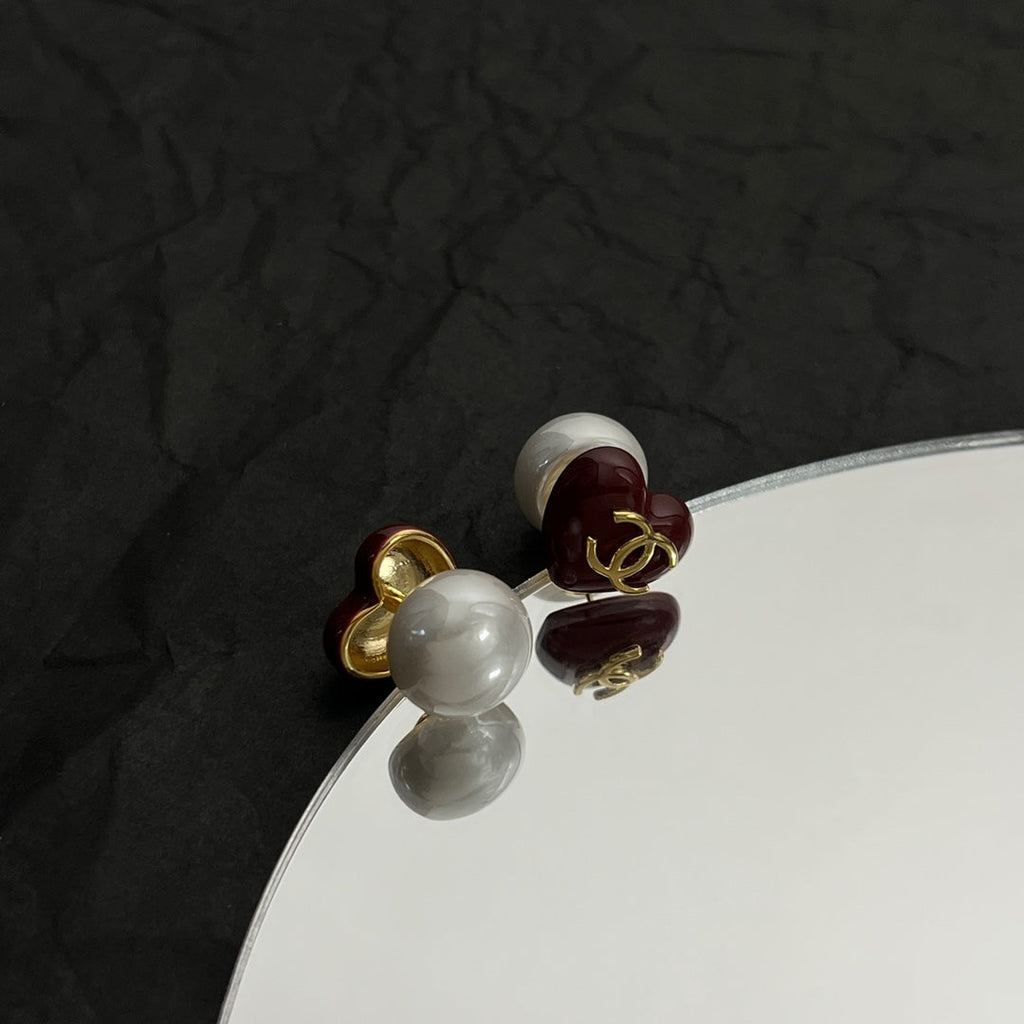 18K Chanel Red Heart Earrings