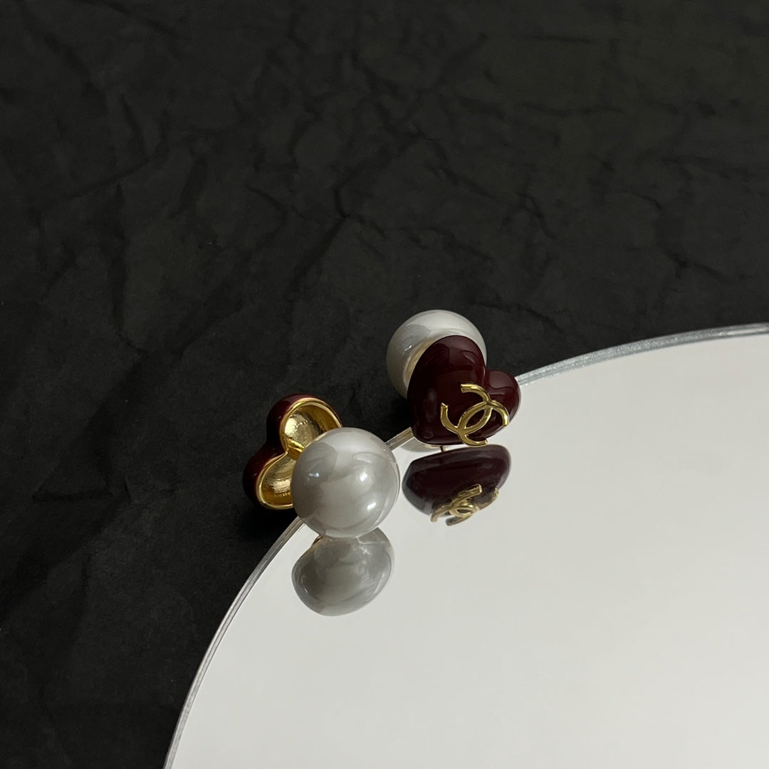 18K Chanel Red Heart Earrings