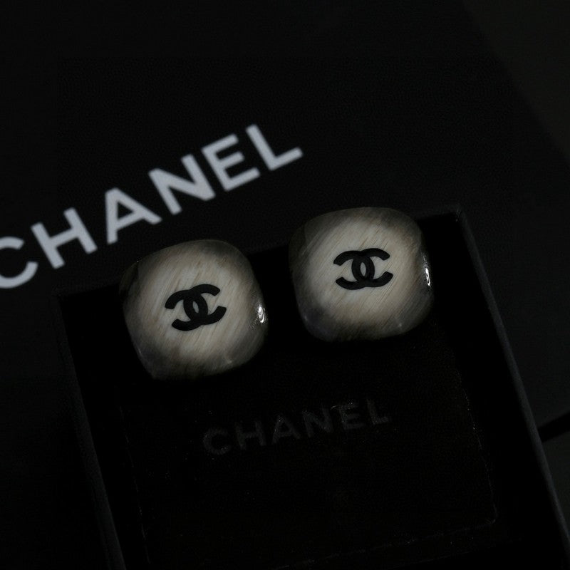 18K Chanel Black Square Earrings
