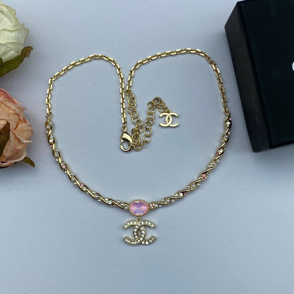 18K Chanel Pink Crystal Necklace