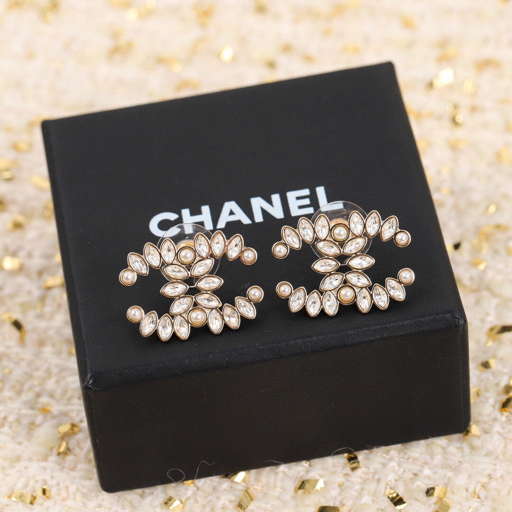 18K Chanel Crystal Earrings