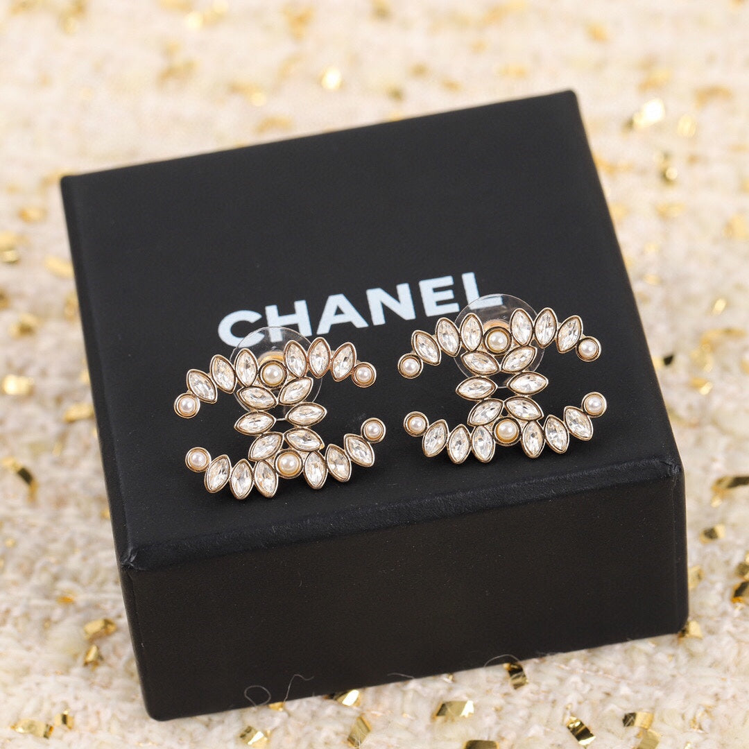 18K Chanel Crystal Earrings