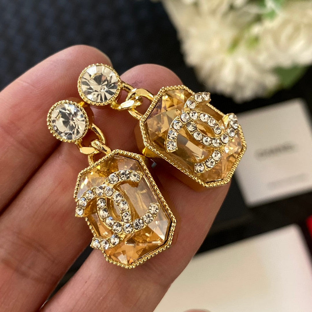 18K Chanel Crystals Earrings