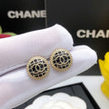 18K Chanel Black & Gold Round Earrings