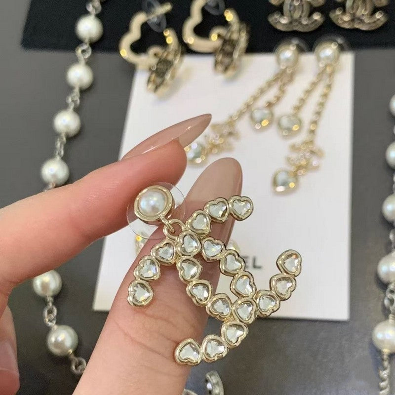 18K Chanel Pearl & Crystal Earrings