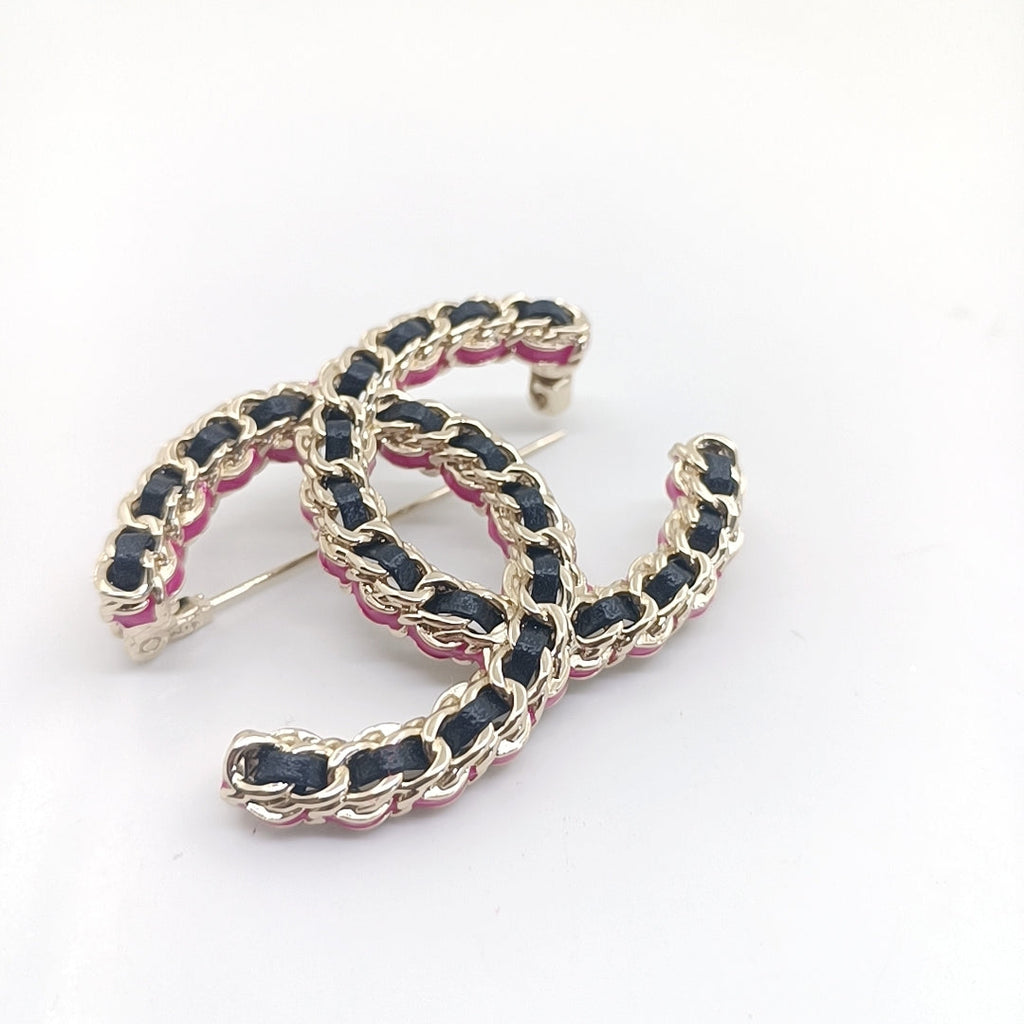 18K Chanel Leather Pink Brooch