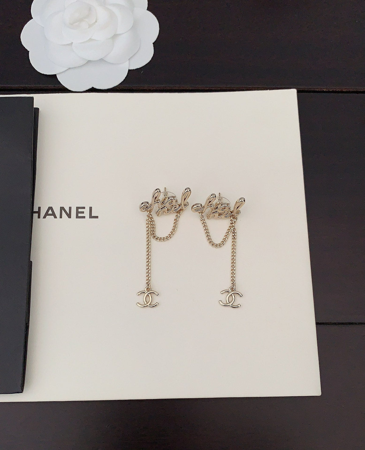 18K Chanel Letter Earrings