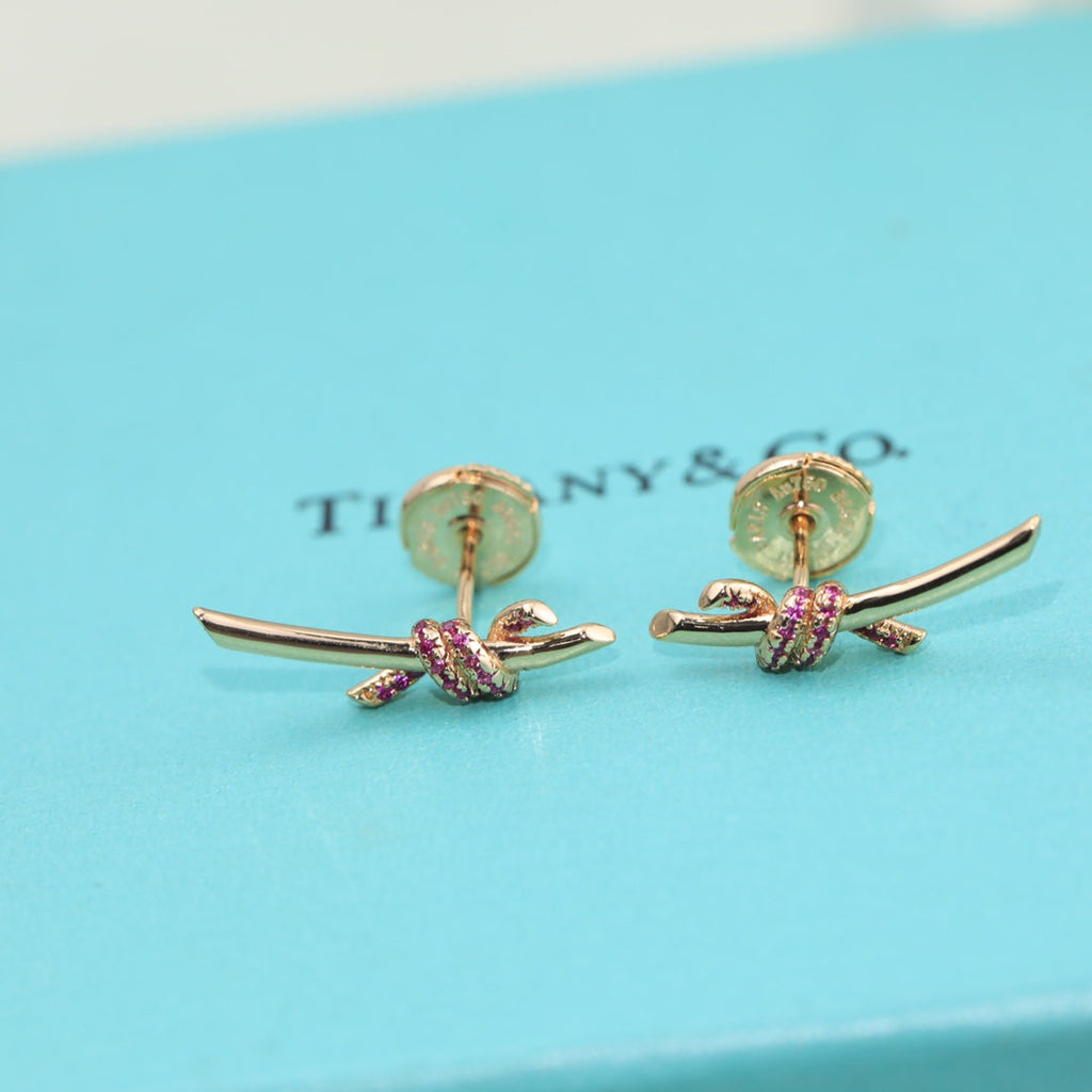 18K Tiffany & Co. Knot Pink Diamonds Earrings