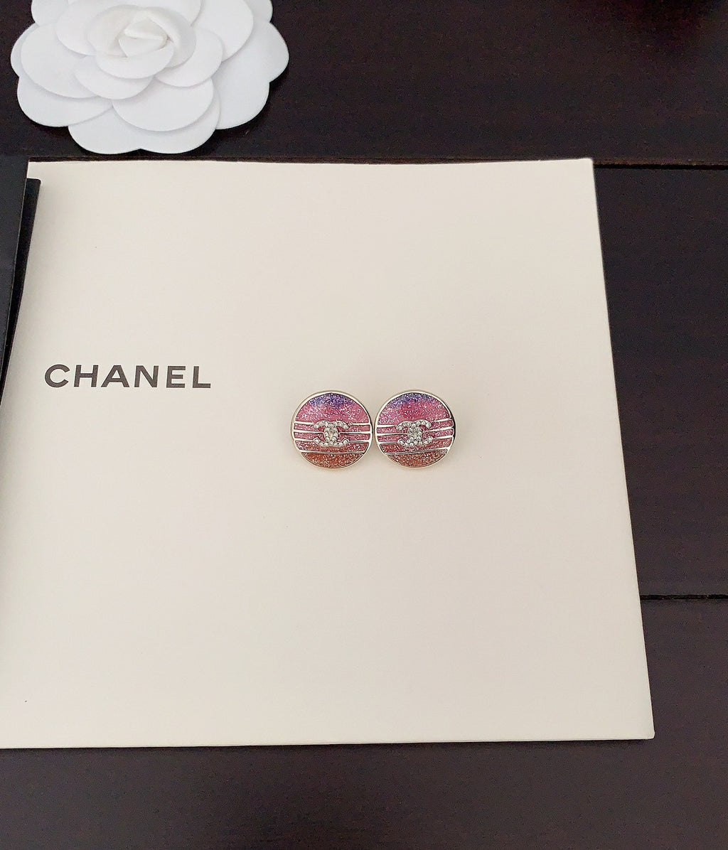18K Chanel Pink Crystals Earrings