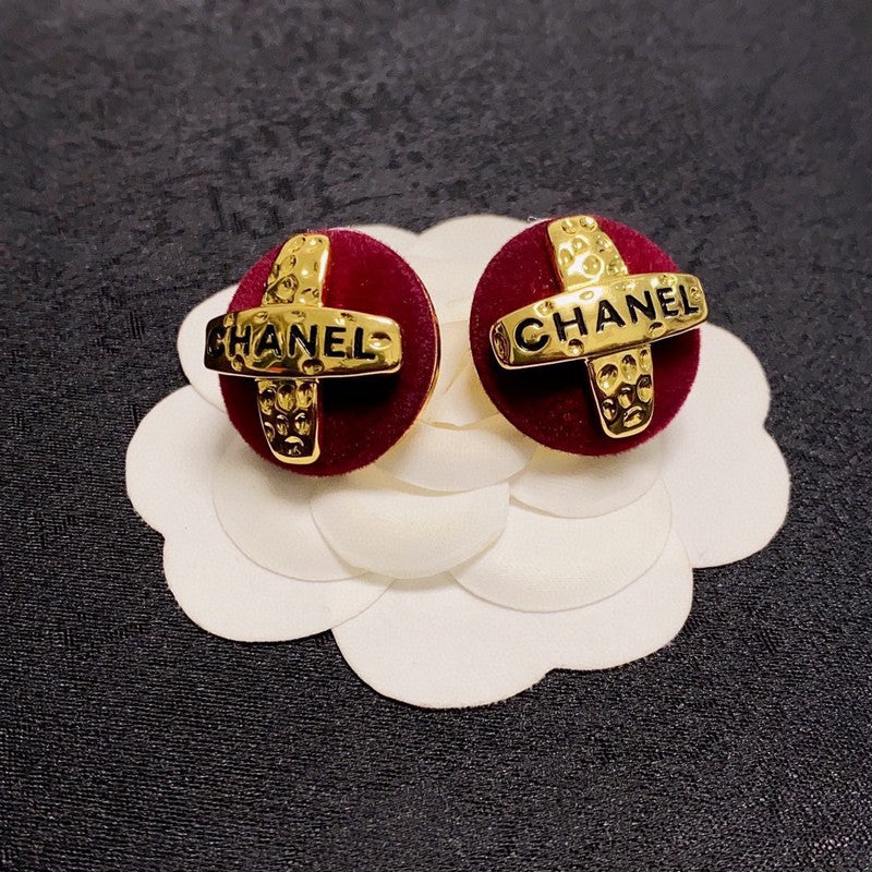 18K Chanel Red Yellow Gold Earrings