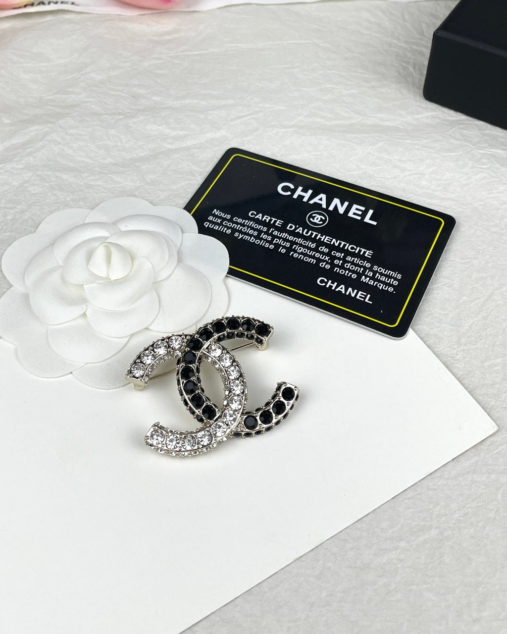 18K Chanel Black & White Crystals Brooch