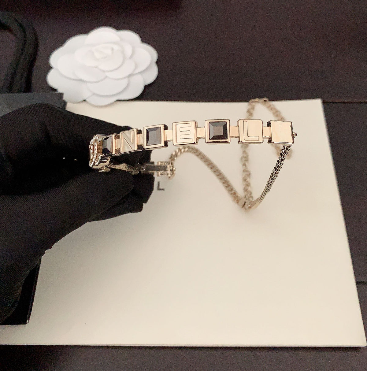 18K Chanel Gray Crystals Necklace