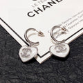 18K Chanel White Heart Earrings