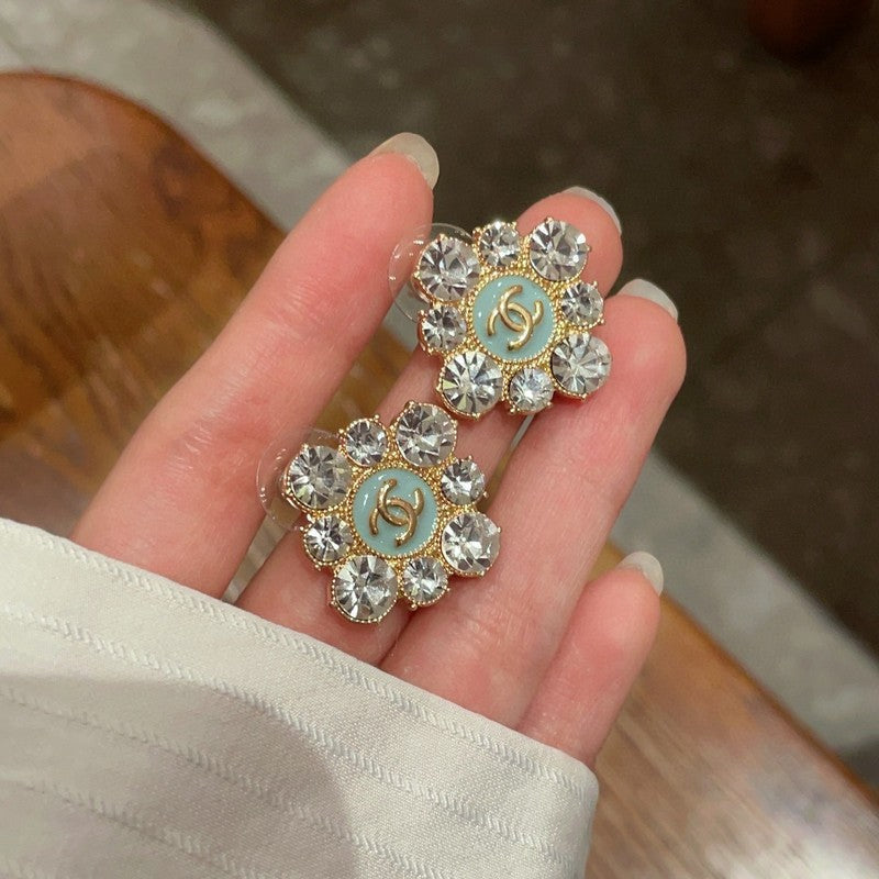 18K Chanel Color Flower Diamond Earrings