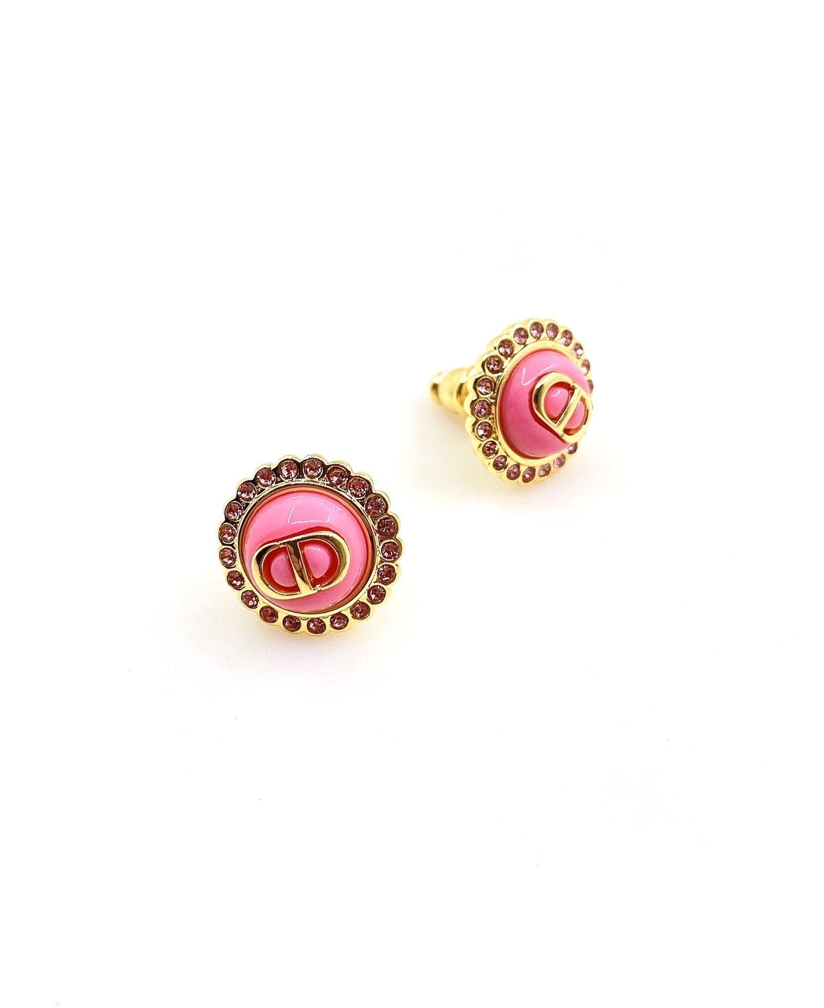 18K Chanel Pink Crystal Earrings