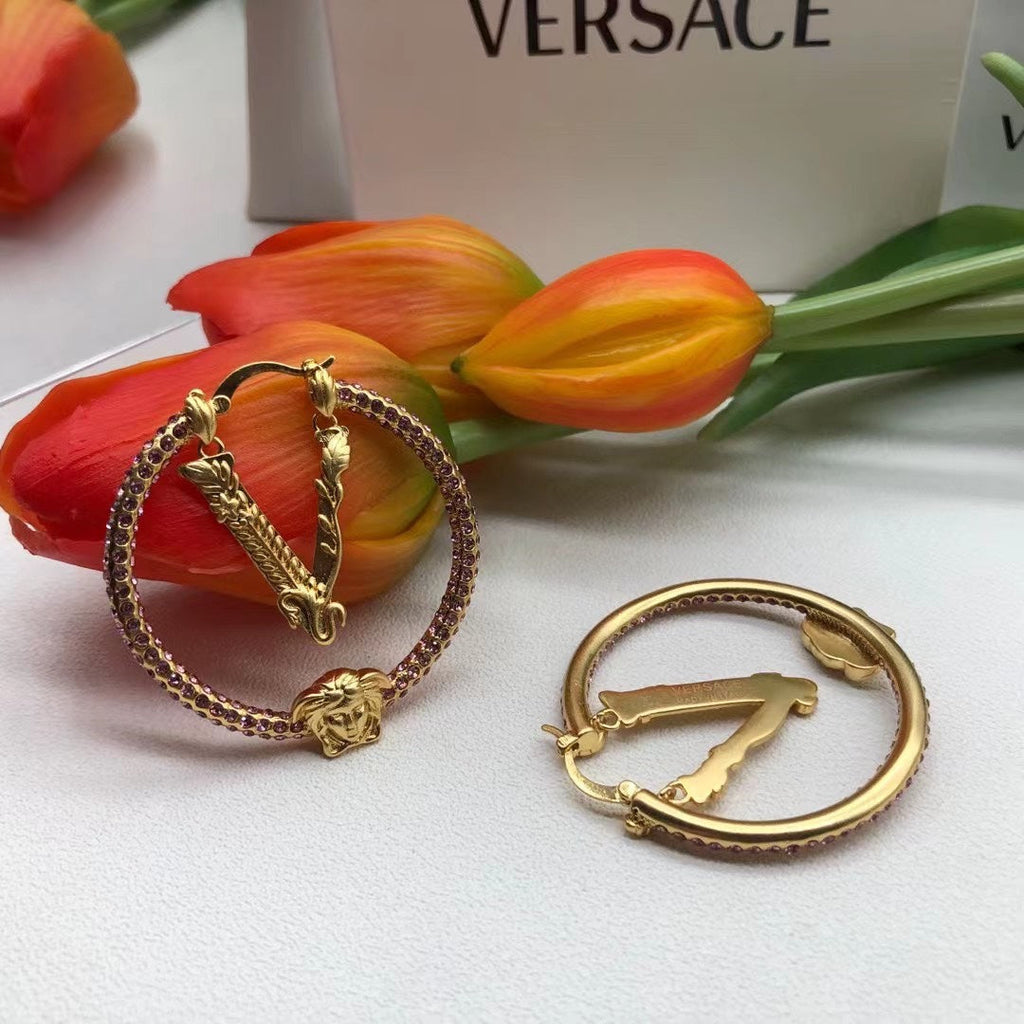 18K Versace Pink Crystals Earrings