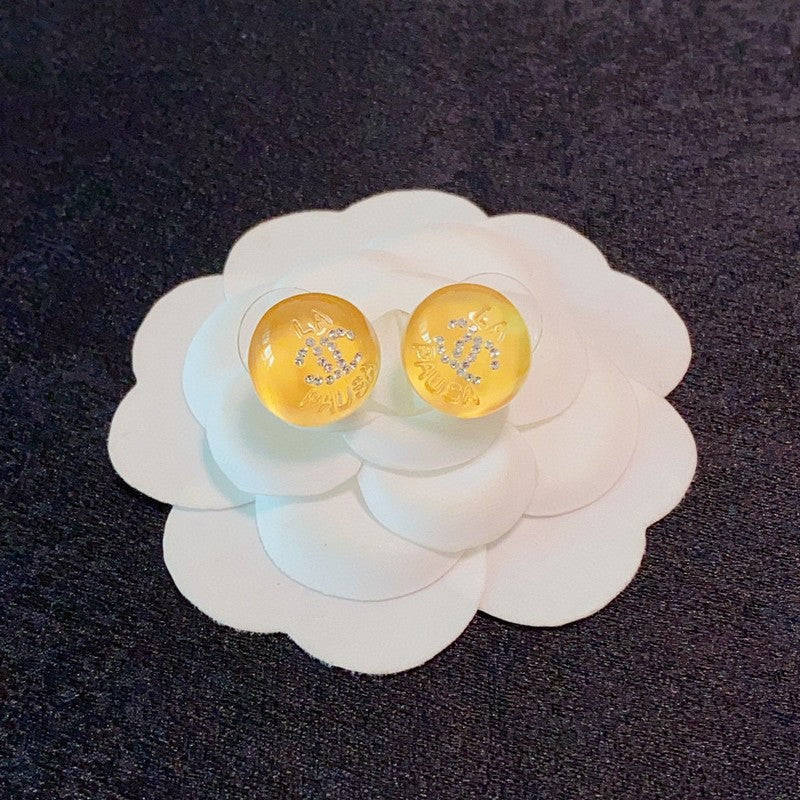 18K Chanel Yellow Round Earrings