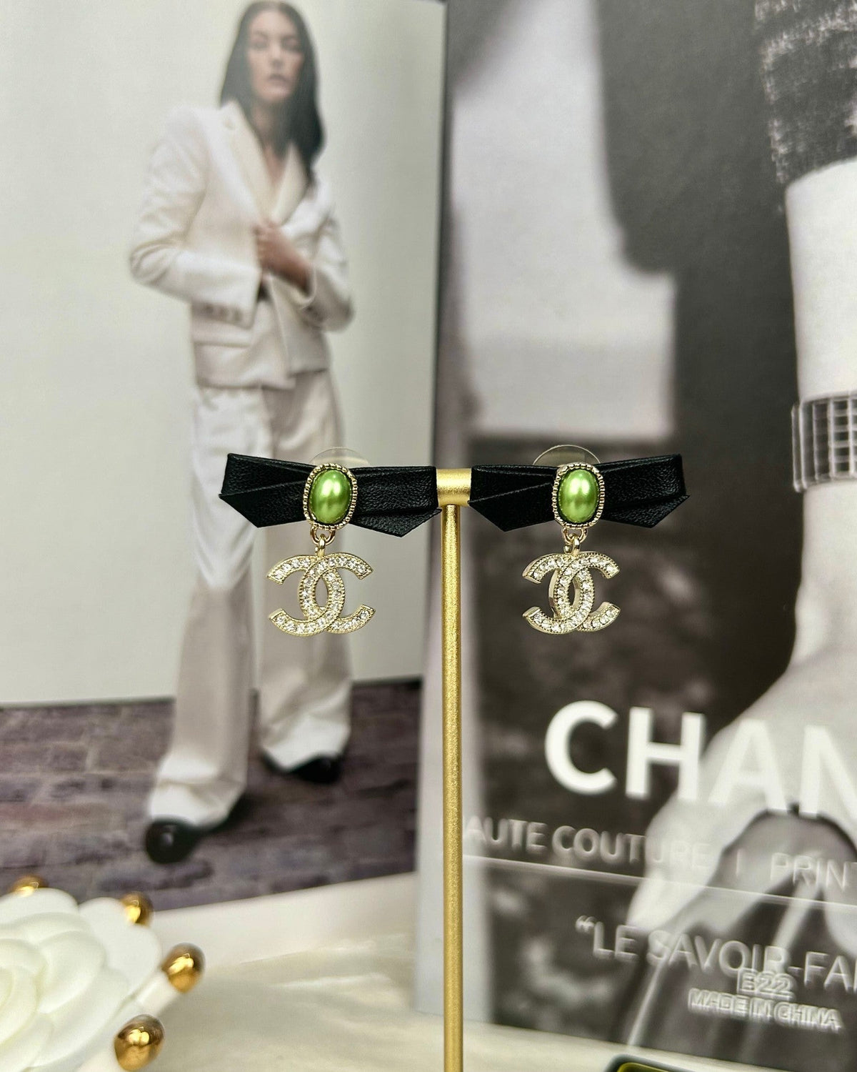 18K Chanel Bow Earrings