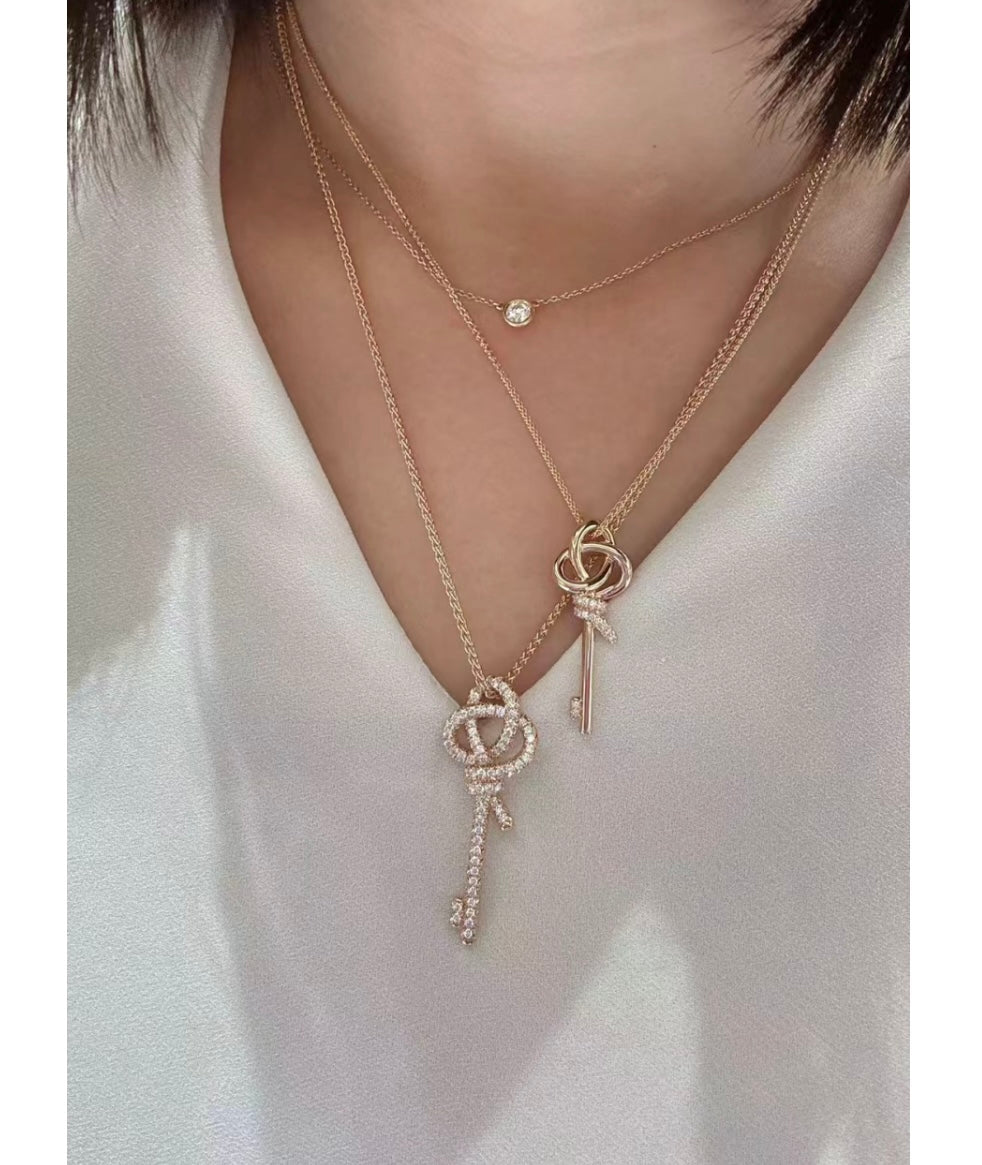 18K Tiffany & Co. Keys Woven Diamonds Large Necklace