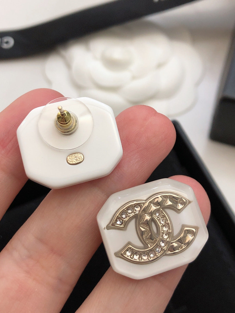 18K Chanel Resin Earrings
