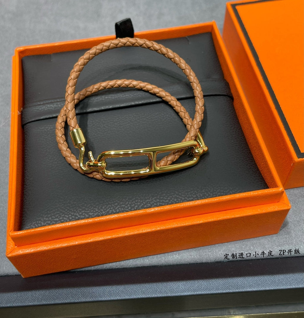 18K Roulis Double Tour Brown Hermès Bracelet