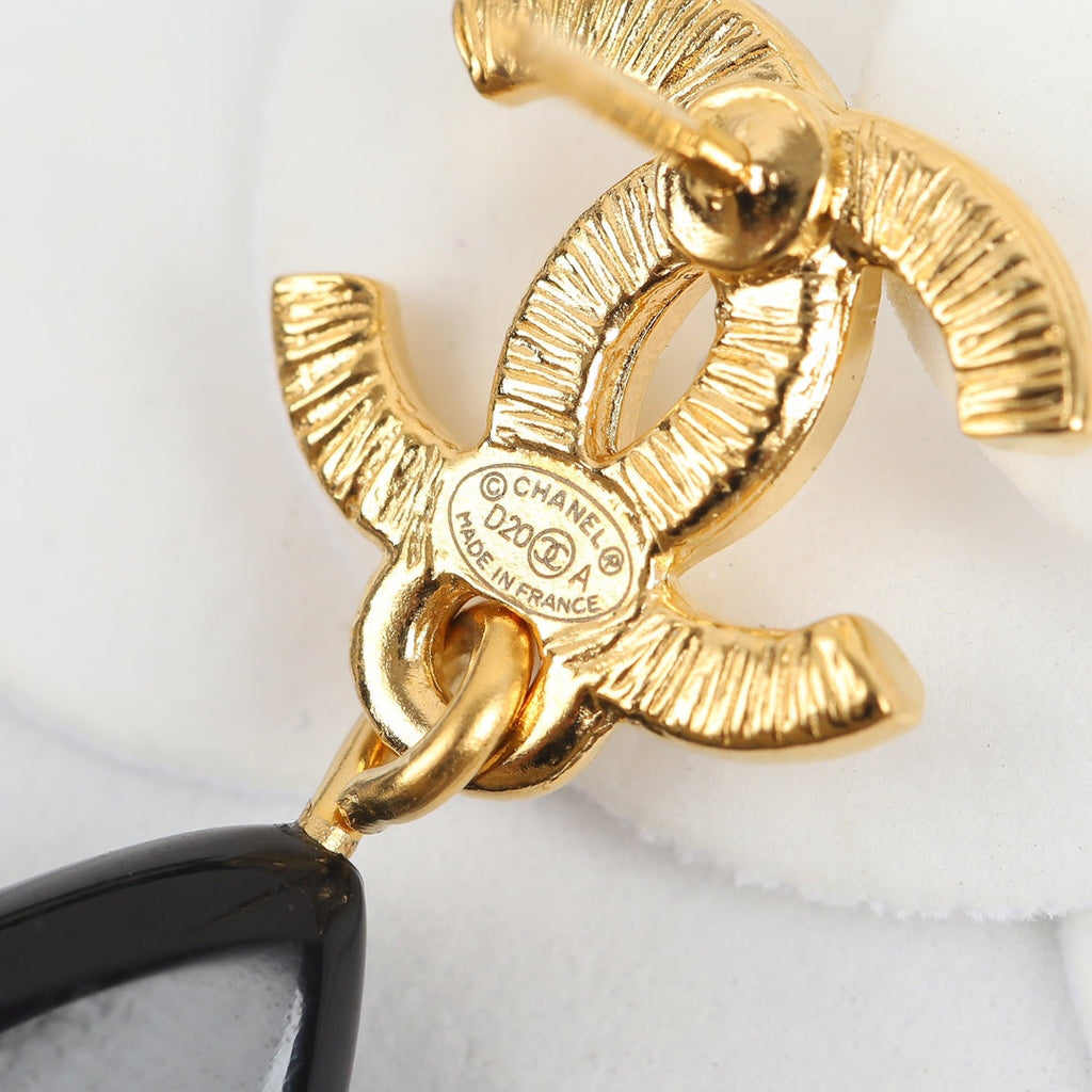 18K Chanel Camellia Pendant Earrings