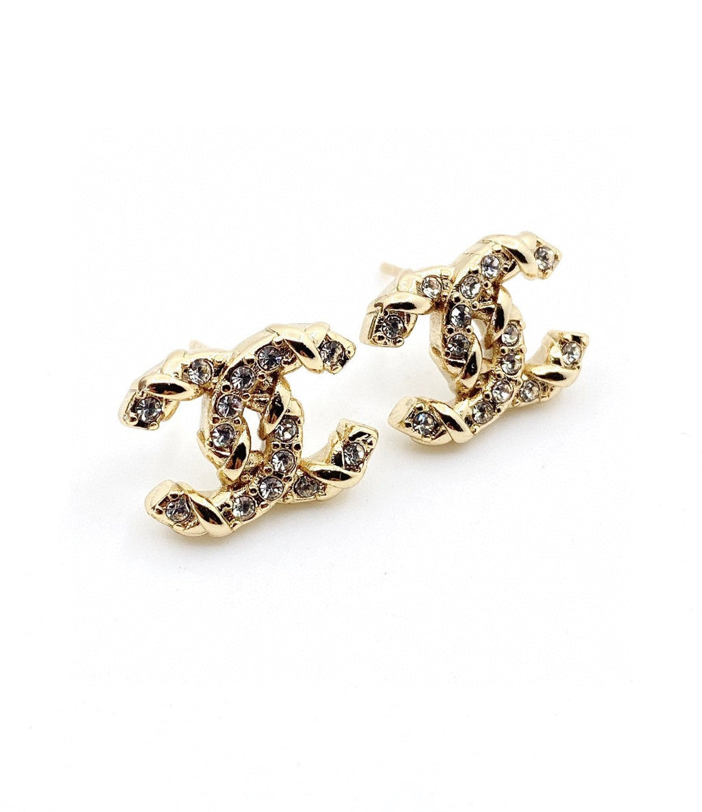 18K Chanel Full Crystals Earrings