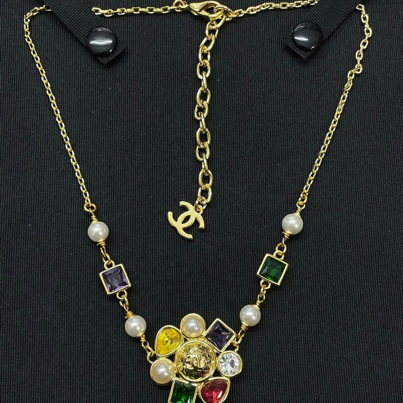 18K Chanel Color Crystal Gold Necklace