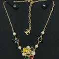 18K Chanel Color Crystal Gold Necklace