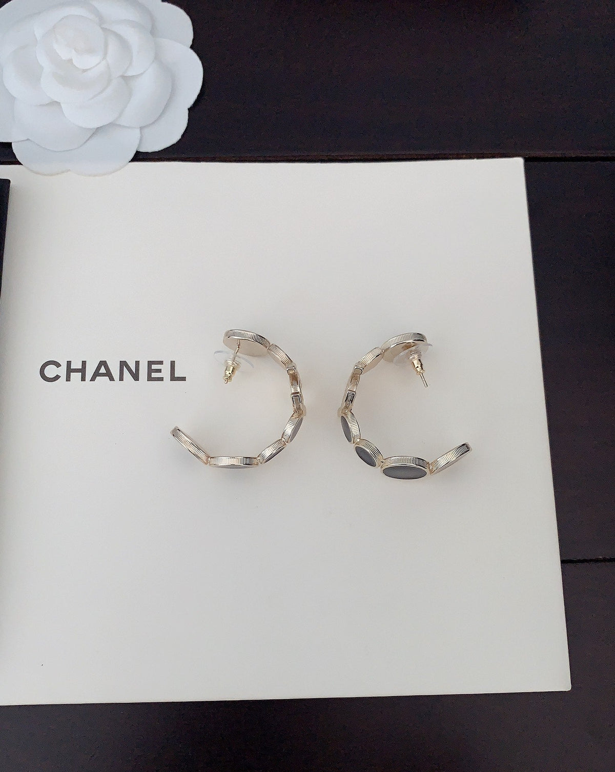 18K Chanel Black Crystals Earrings