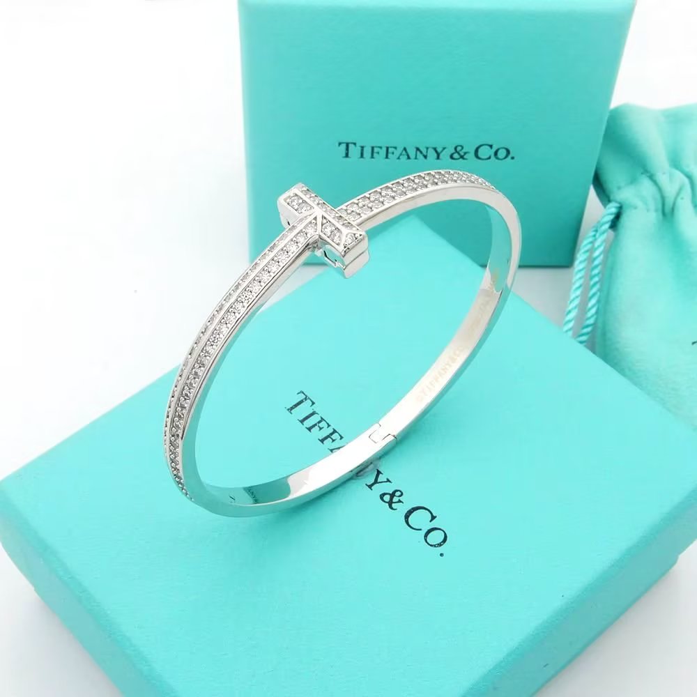18K Tiffany & Co. T1 Wide Diamond Bangle Bracelet