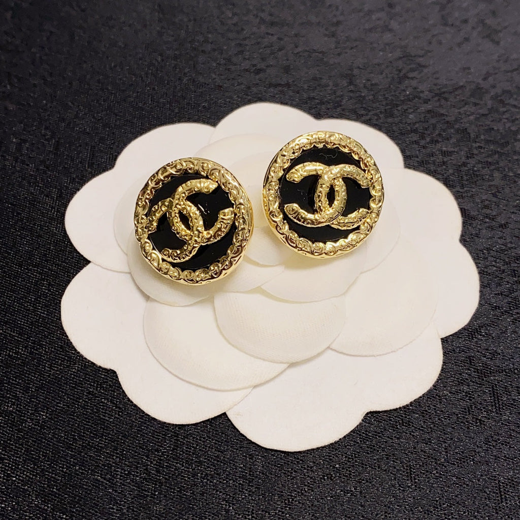 18K Chanel Black & Red Earrings