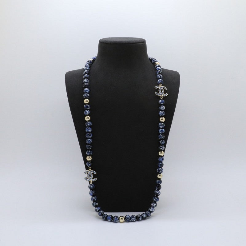 18K Chanel Black Pearl Long Necklace
