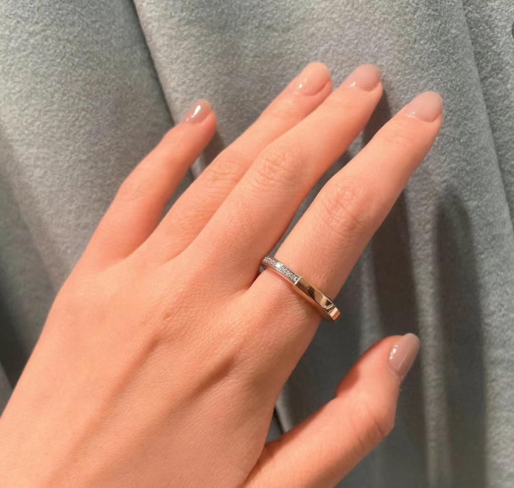 18K Tiffany & Co. Lock Diamonds Yellow Gold Ring