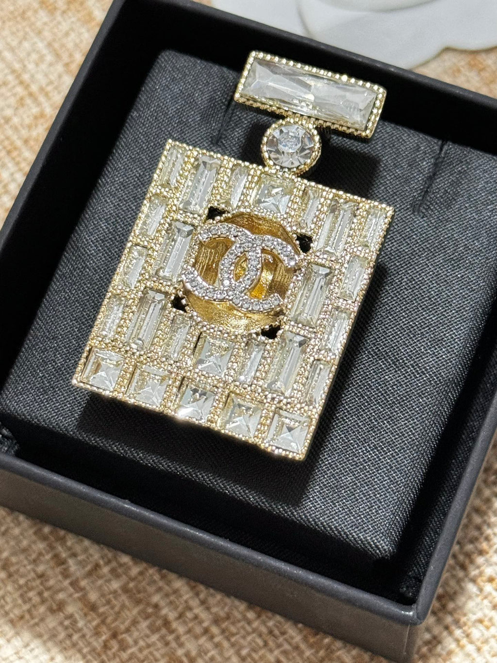 18K Chanel Perfume Bottle Crystals Brooch
