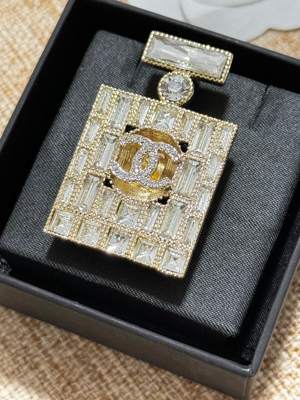18K Chanel Perfume Bottle Crystals Brooch