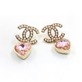 18K Chanel Pink Heart Crystal Earrings