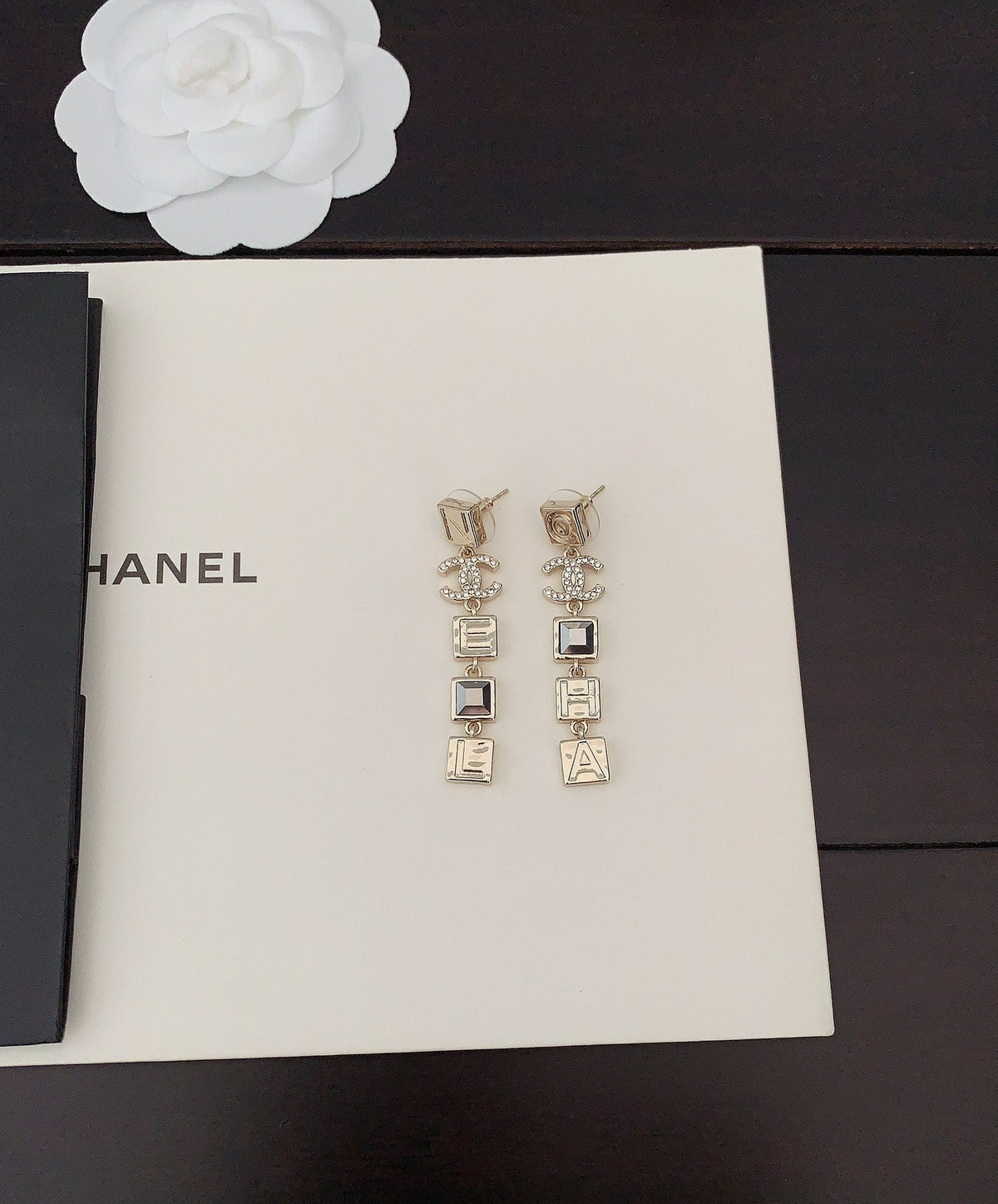 18K Chanel Crystals Long Earrings