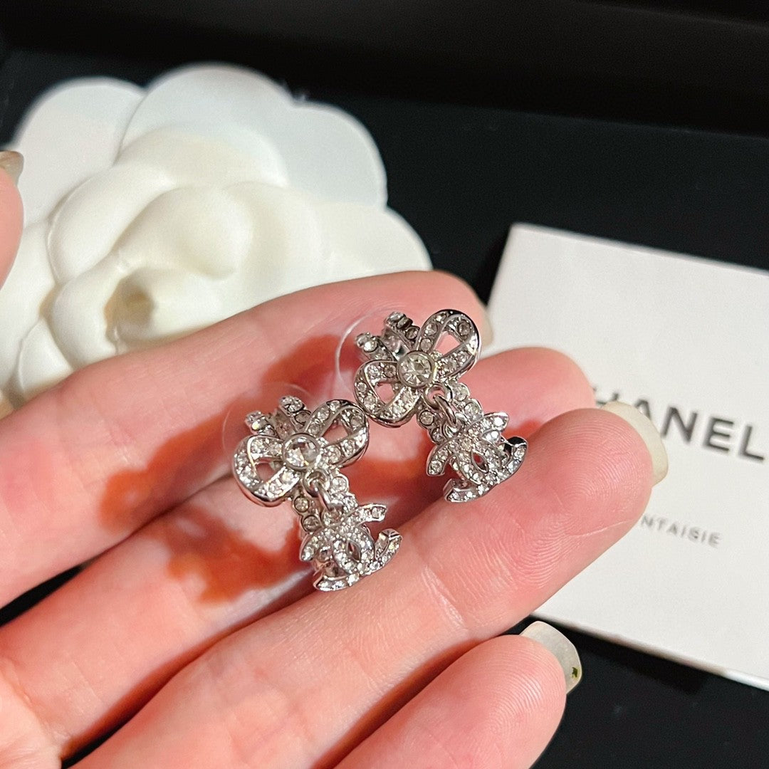 18K Chanel Diamond Pendant Earrings
