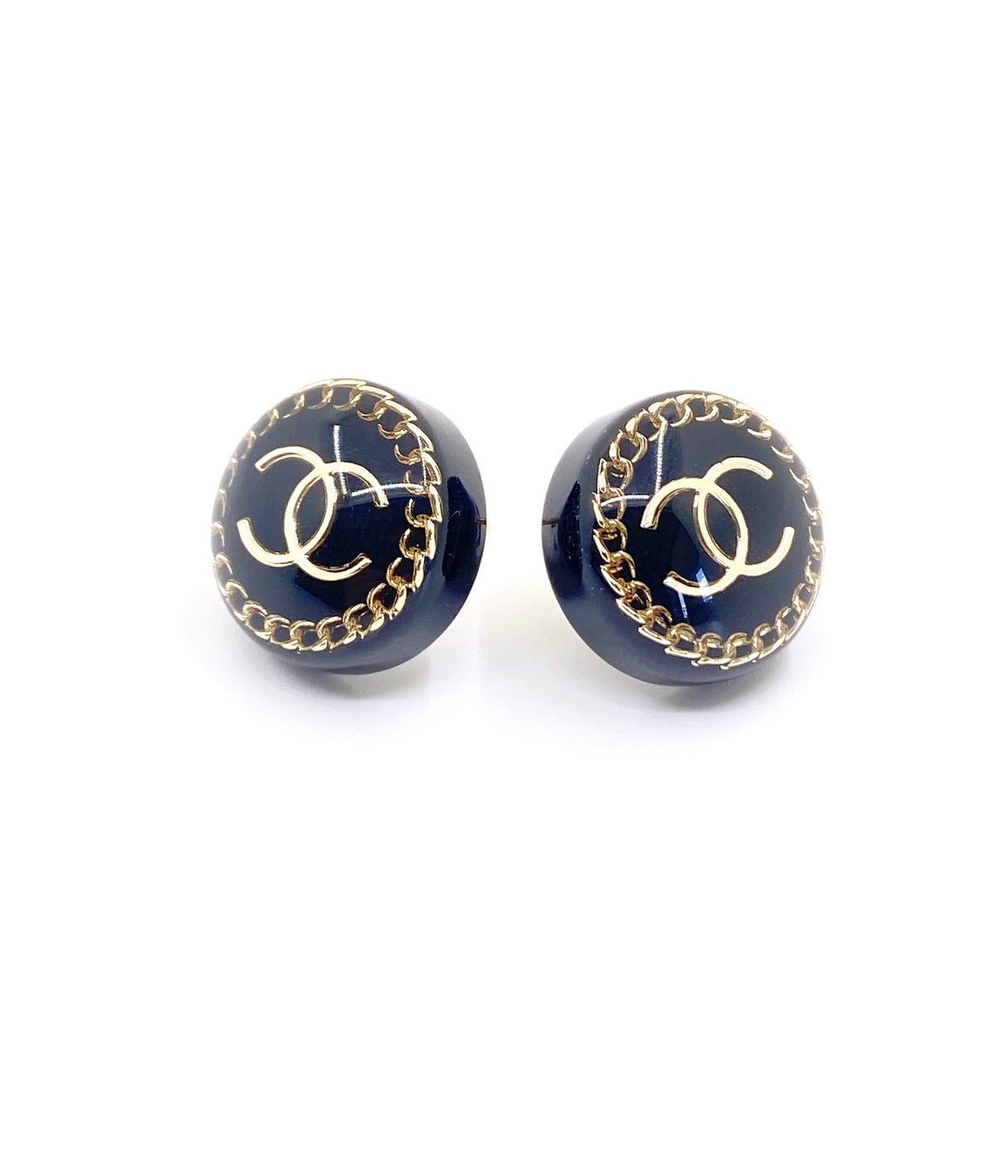 18K Chanel Circle Resin Earrings