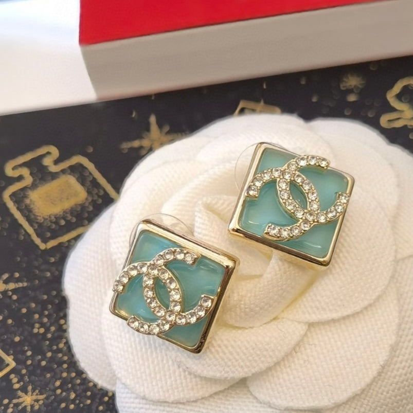 18K Chanel Blue Resin Earrings