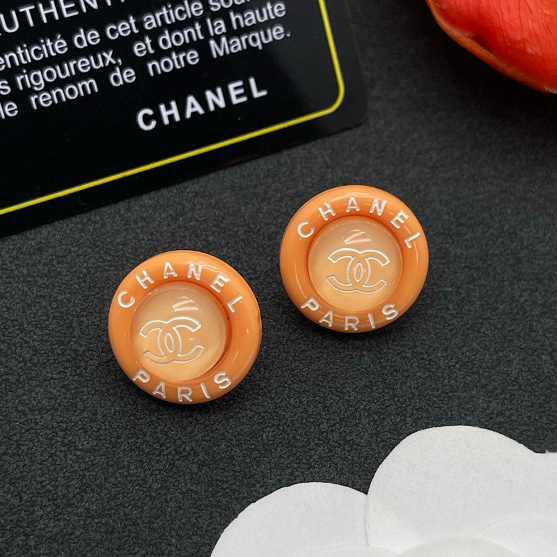 18K Chanel Orange Round Earrings