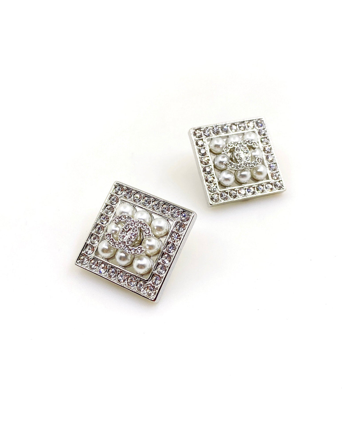 18K Chanel Square Diamond Earrings