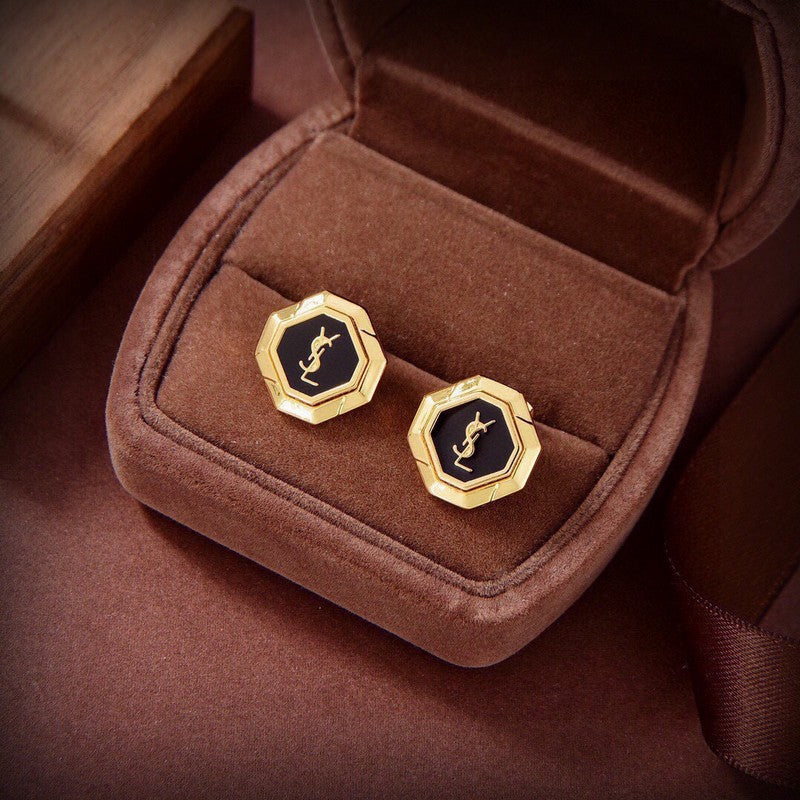 18K Saint Laurent YSL Gold Earrings