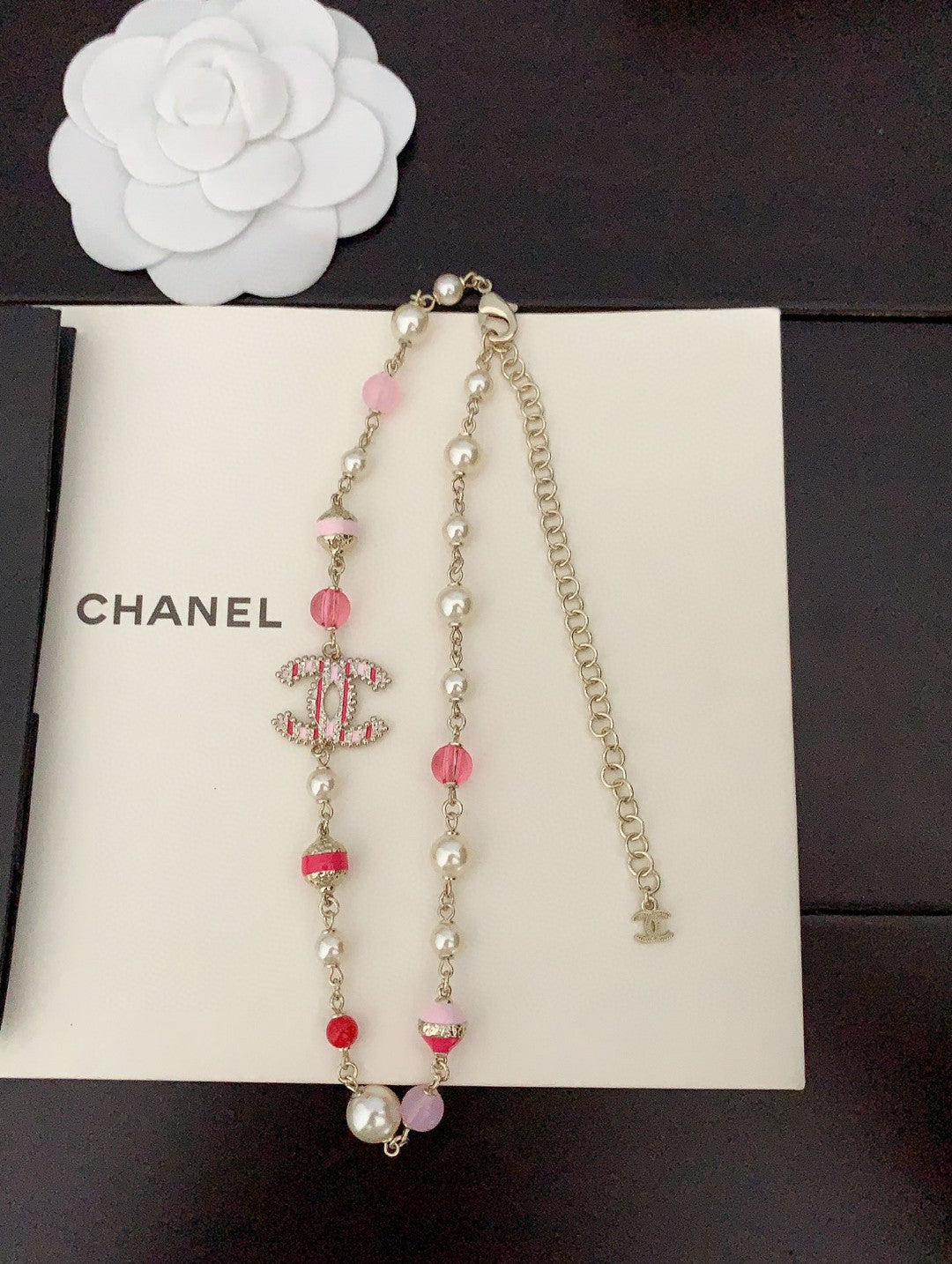 18K Chanel Pink & White Pearls Necklace