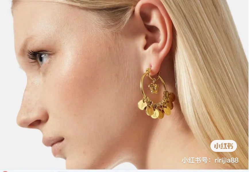 18K Versace Circle Earrings