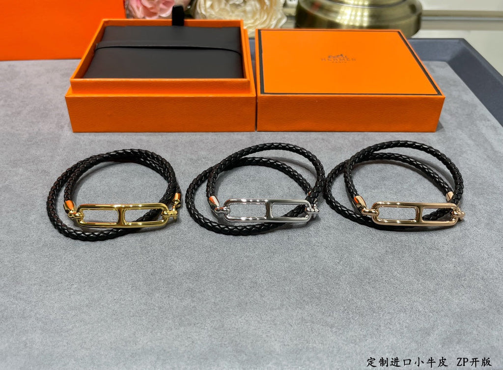 18K Roulis Double Tour Black Hermès Bracelet