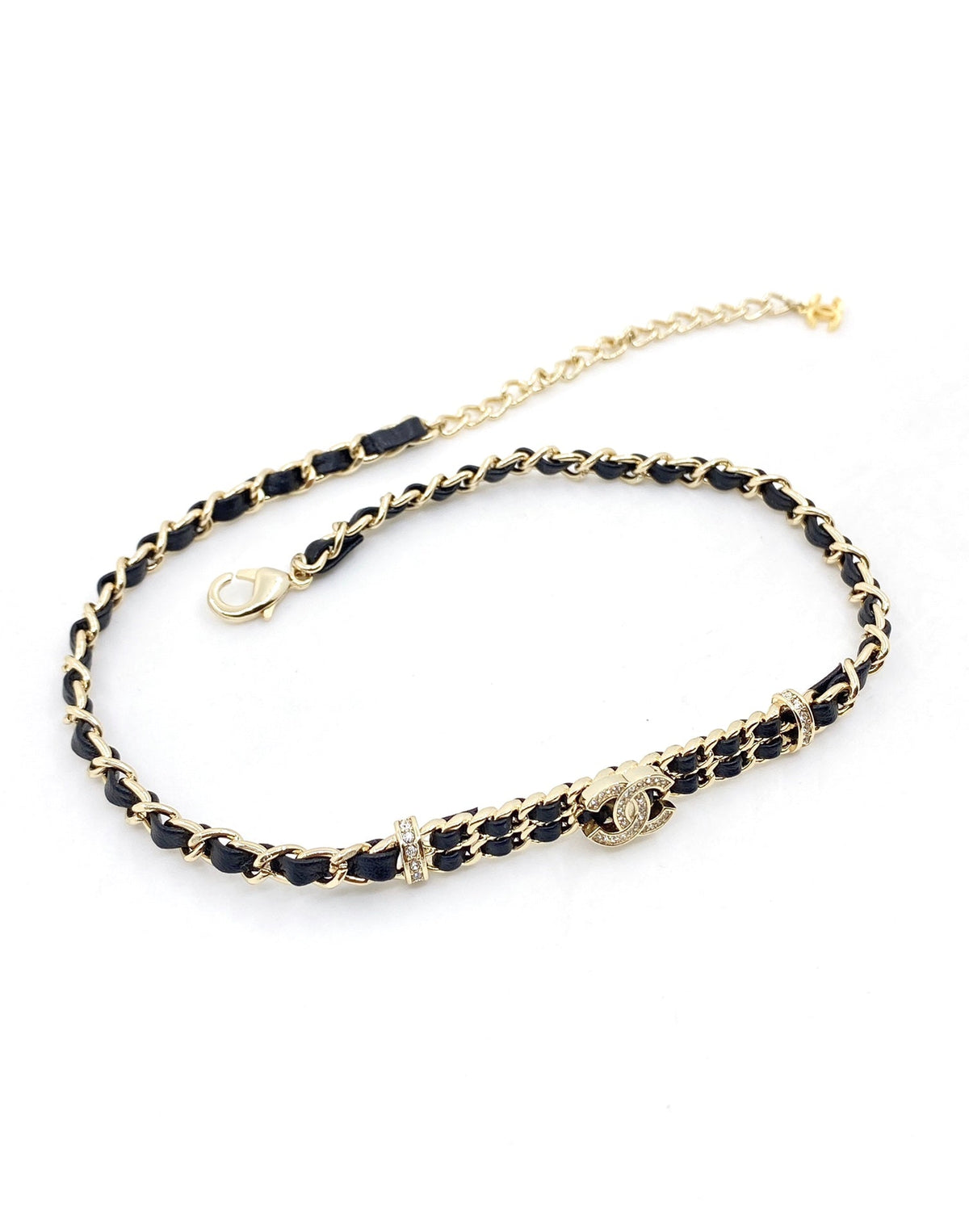 18K Chanel Leather Choker Necklace